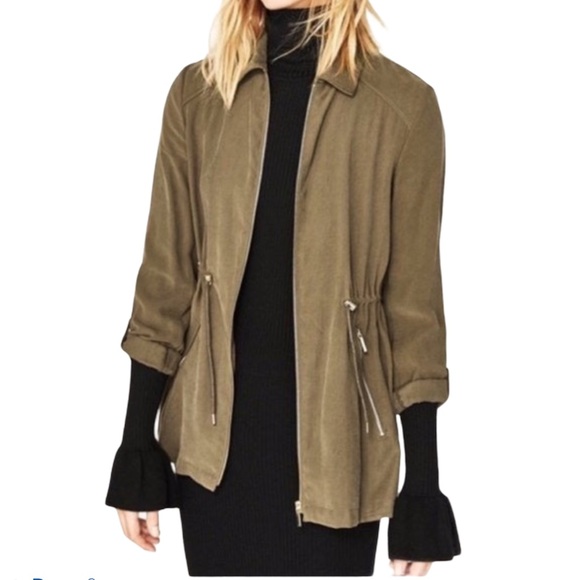 Zara Jackets & Blazers - zara women xs olive green Military jacket Full Zip